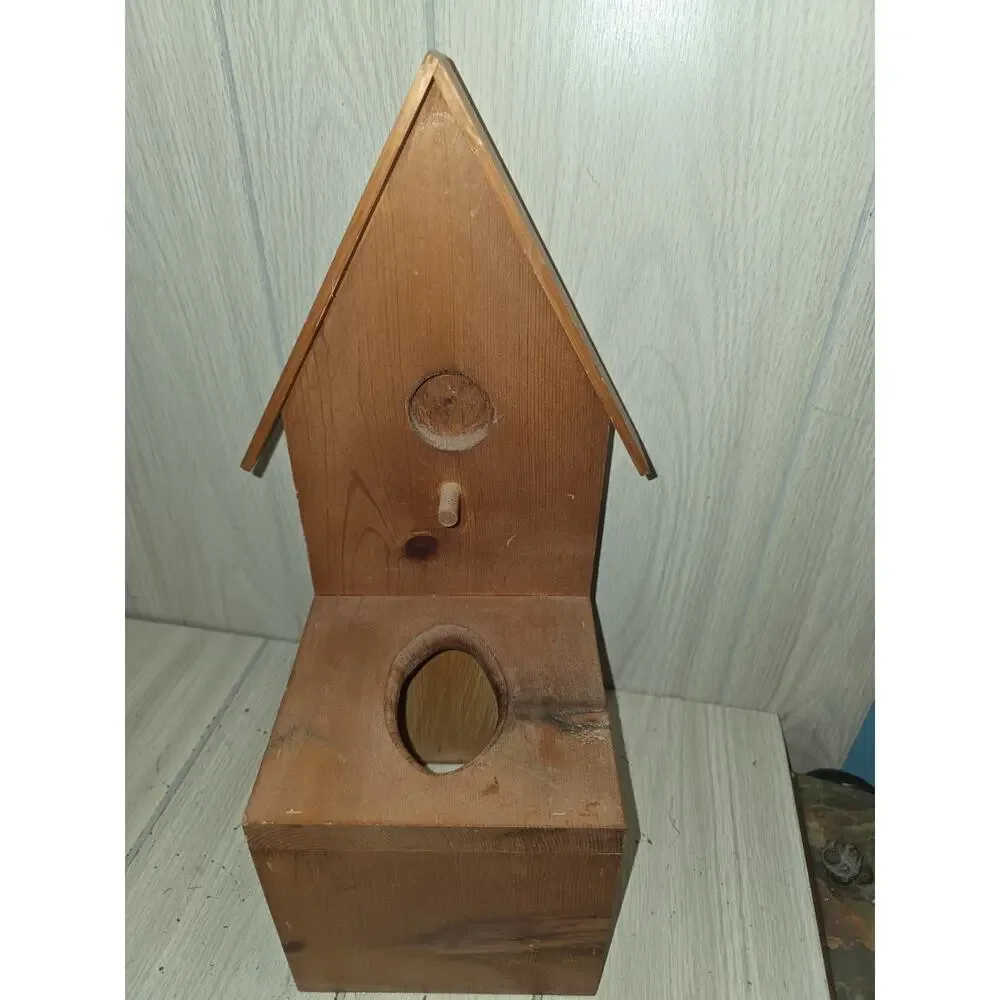 Vtg Wood Bird House Handmade Tissue Box Cover Farmhouse Cottagecore Country